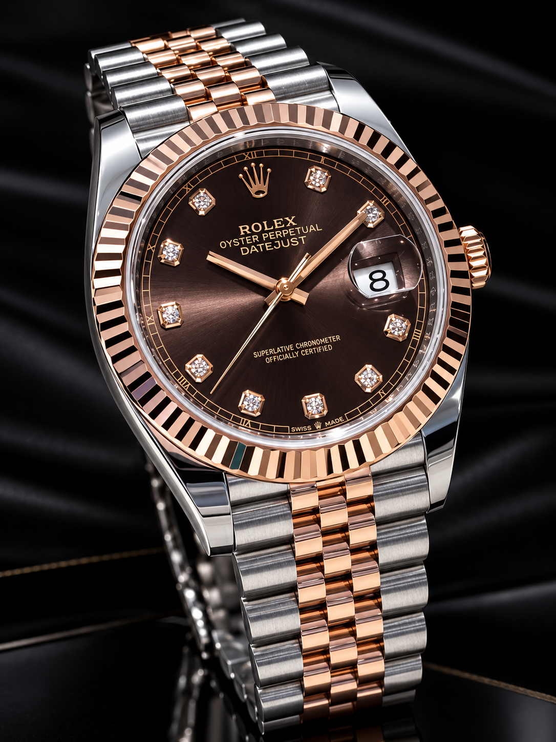 2022 Rolex bi-metal chocolate diamond dial date just 126331