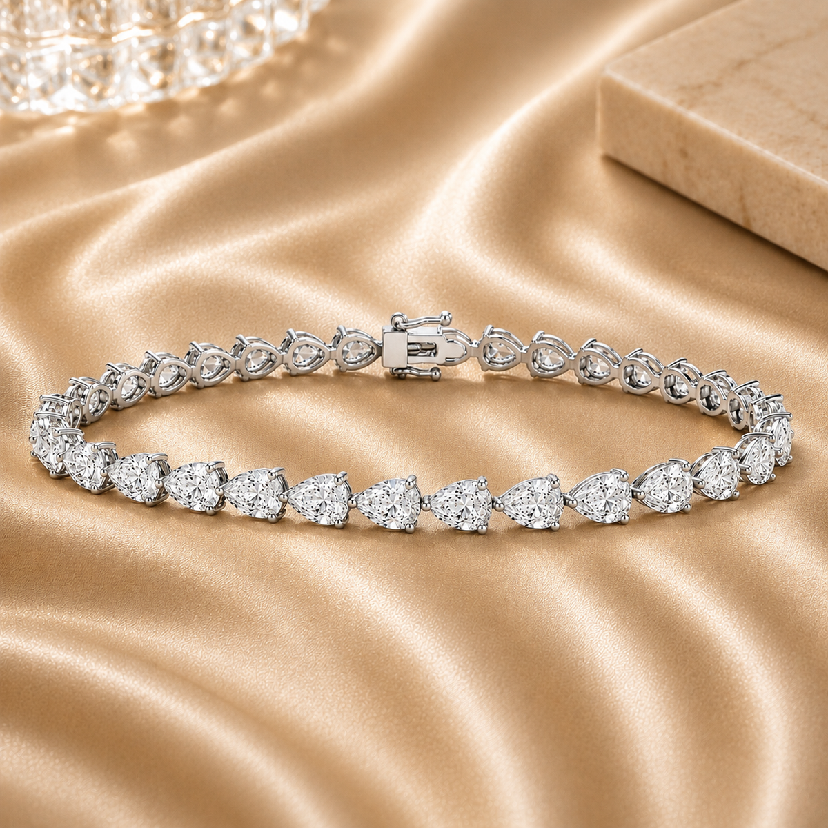 Gia Certified 8.10ct Pear Diamond Claw Set Tennis Bracelet In Platinum