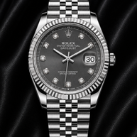 Rolex date just 41 grey diamond dial 126334