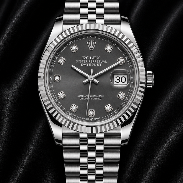 Rolex date just 41 grey diamond dial 126334